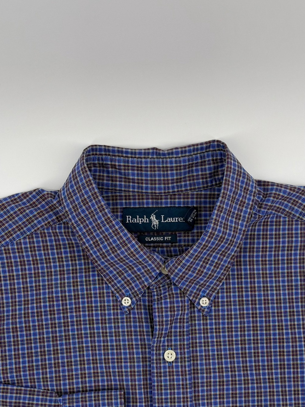 Ralph Lauren Blue and Navy Plaid Button-Down Shirt Men’s XL